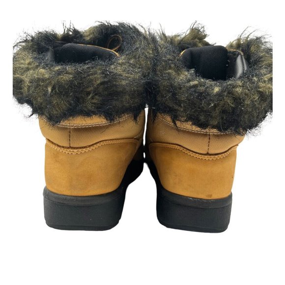 Timberland Tan Leather Faux Fur Cuff Ankle Winter Snow Boots Youth Size 4 - Picture 11 of 16